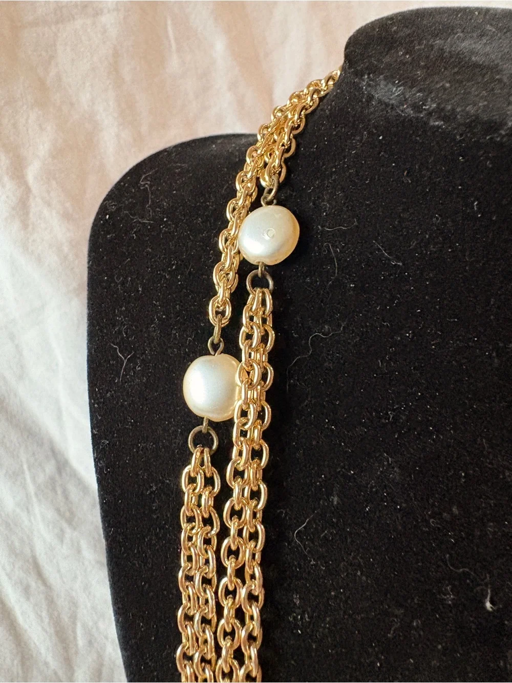 Gold Multi-Strand Pearl Accent Necklace - Women Jewelry